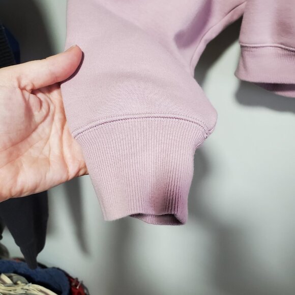 SKIMS Cotton Fleece Cropped Half Zip Sweater Sweatshirt Dusk Pink Women's Medium - Picture 6 of 13